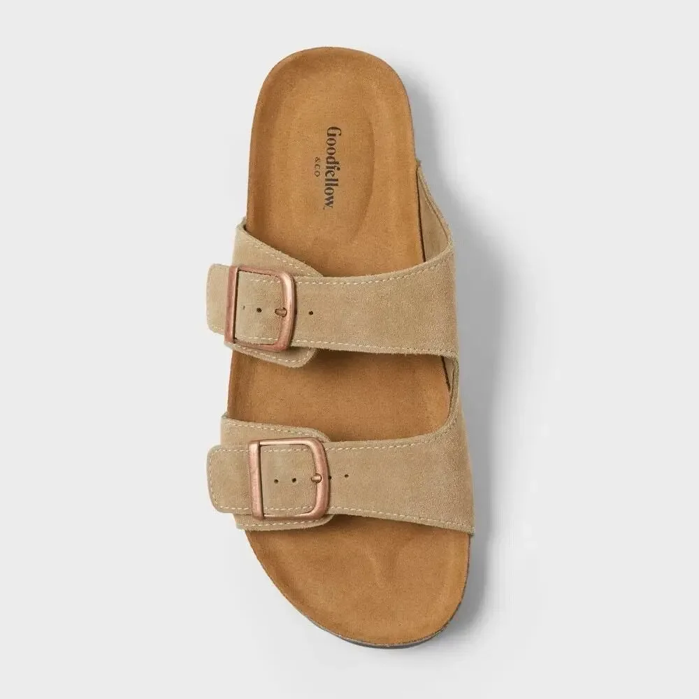 Mens Saul Suede Two Bands Sandals - Goodfellow - Taupe